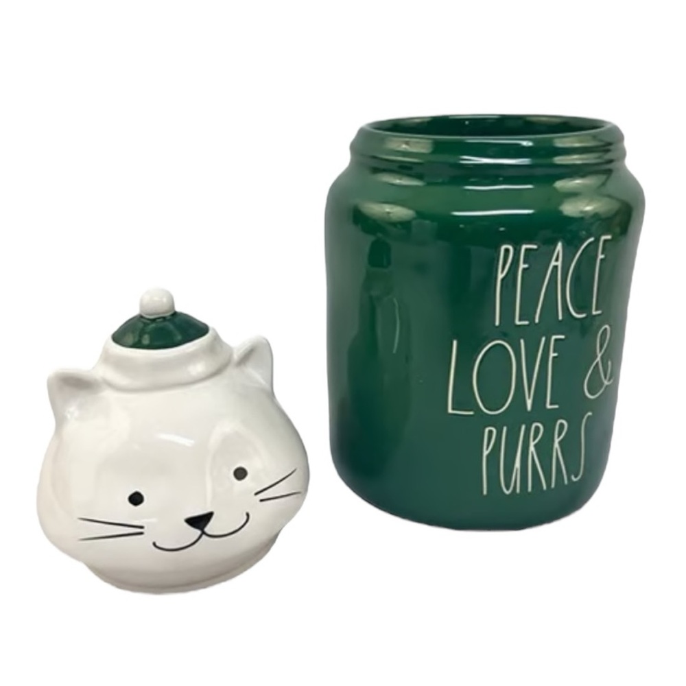 Rae Dunn Peace Love & Purrs Figural Cat Canister - Picture 3 of 4